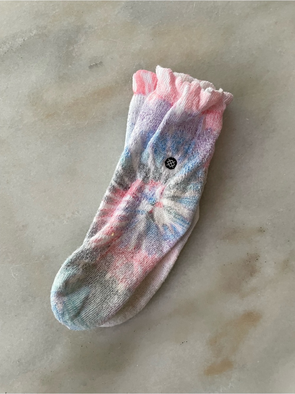 Stance Tie-Dye Ruffle Crew Socks - Pastel Pink, Blue & Purple